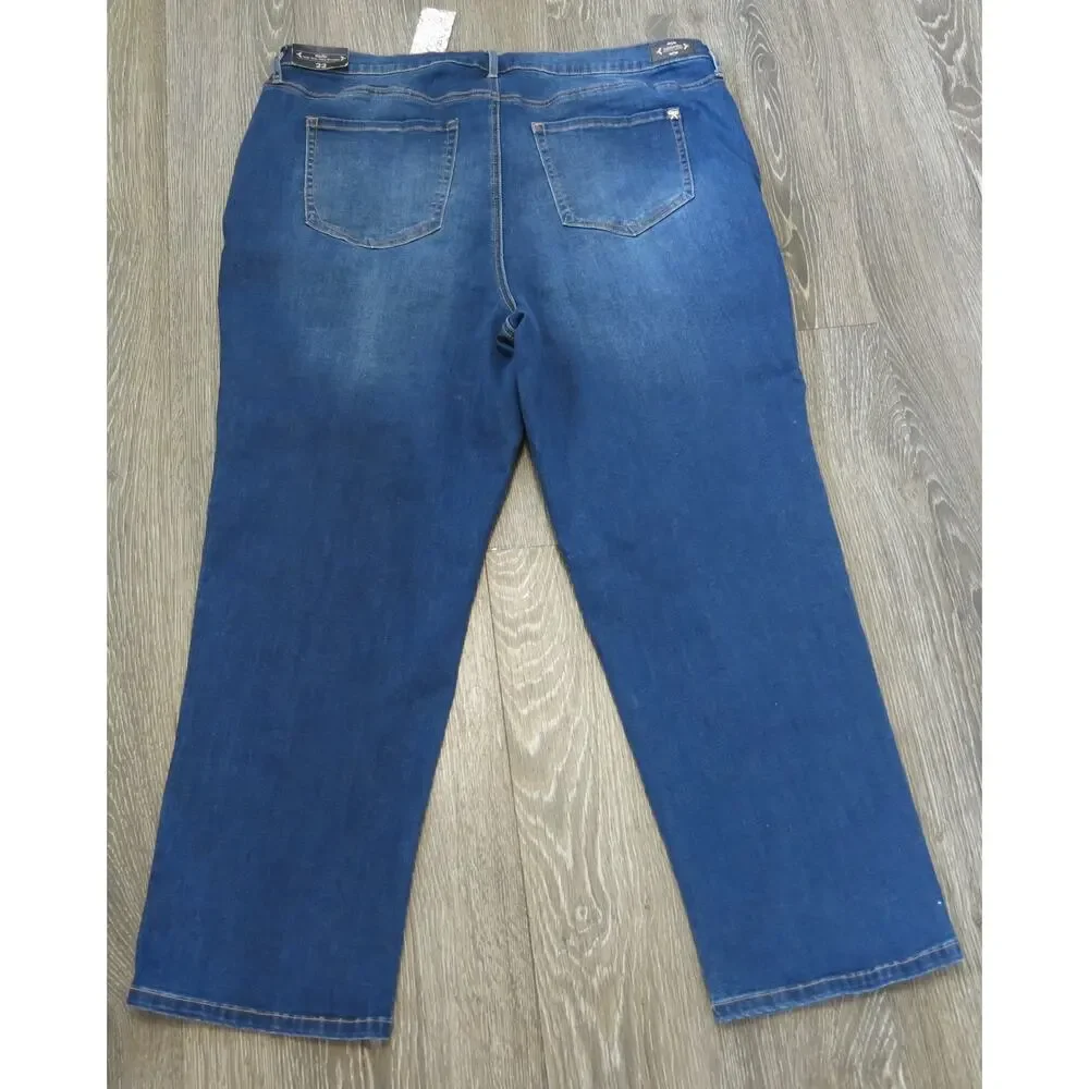 Nanette Lepore Belle High Rise Slim Straight Jeans *NWT* Size 22 Women Blue Plus